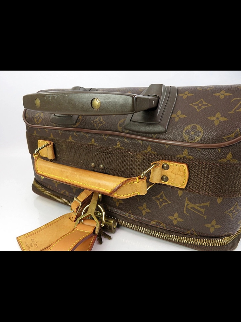 Louis Vuitton Brown Monogram Carry-On Suitcase with Leather Trim - Picture 11 of 16